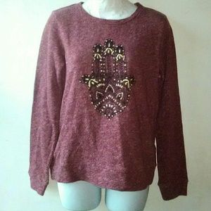 Lucky Bliss Red Hamsa Sweatshirt NWT